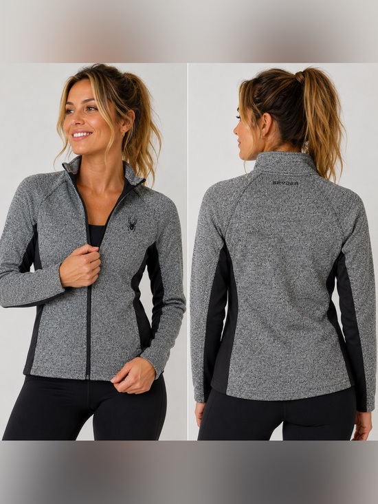 Spyder Jackets & Blazers - Spyder Women’s Gray Black Full Zip Performance Fleece Jacket Medium